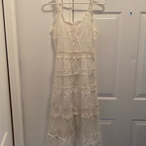 Long, flow-y summer, white dress.